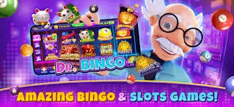 Tampilan permainan Bingo online Mega Slots dengan kartu dan bola warna-warni
